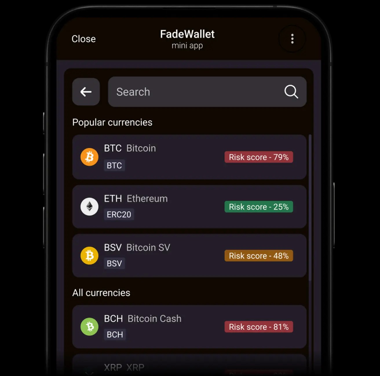 Step 2 of the FadeWallet app